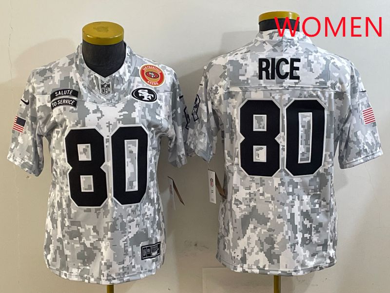 Women San Francisco 49ers #80 Rice Nike Arctic Camo 2025 Salute to Service Limited NFL Jersey style 6->st.louis cardinals->MLB Jersey